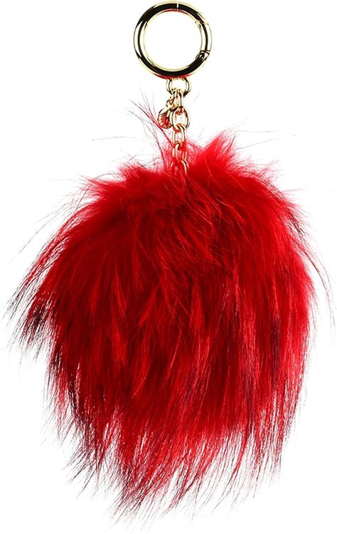 MICHAEL KORS LARGE DYED FOX FUR POM POM KEY 